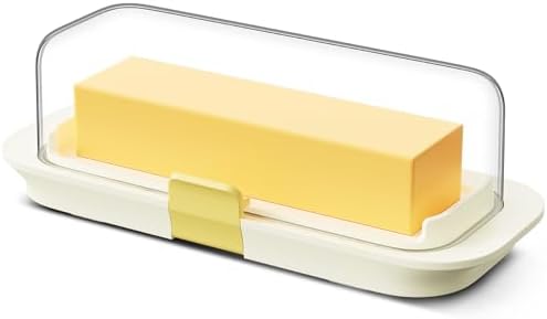 Butter Dish Airtight with Lid and Lock for 1 Stick Butter | Lockable, Yellow