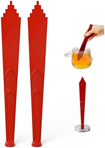 Canning Magnetic Jar Lid Lifter and Bubble Popper Remover Measurer, Red, 2-pack