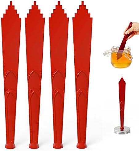 Canning Magnetic Jar Lid Lifter and Bubble Popper Remover Measurer, Red, 4-pack