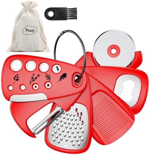 Kitchen Unique Gadgets Set 6 Pieces, Space Saving, Red