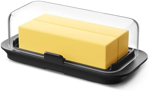 Large Butter Dish Airtight with Lid for 2 Sticks (250 g) Butter | Lockable, Black