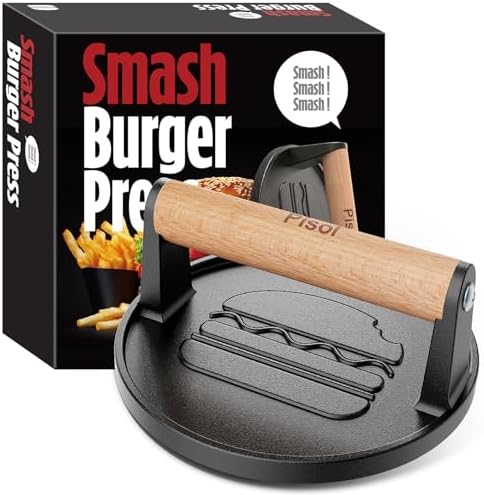 Smash Burger Press, Cast Iron Steak Weight Meat Patty Press Tool
