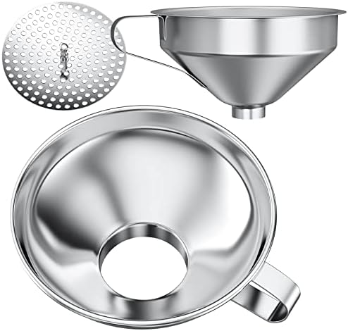 Stainless Steel Funnel Set for Mason Jars and Bottles with Strainer